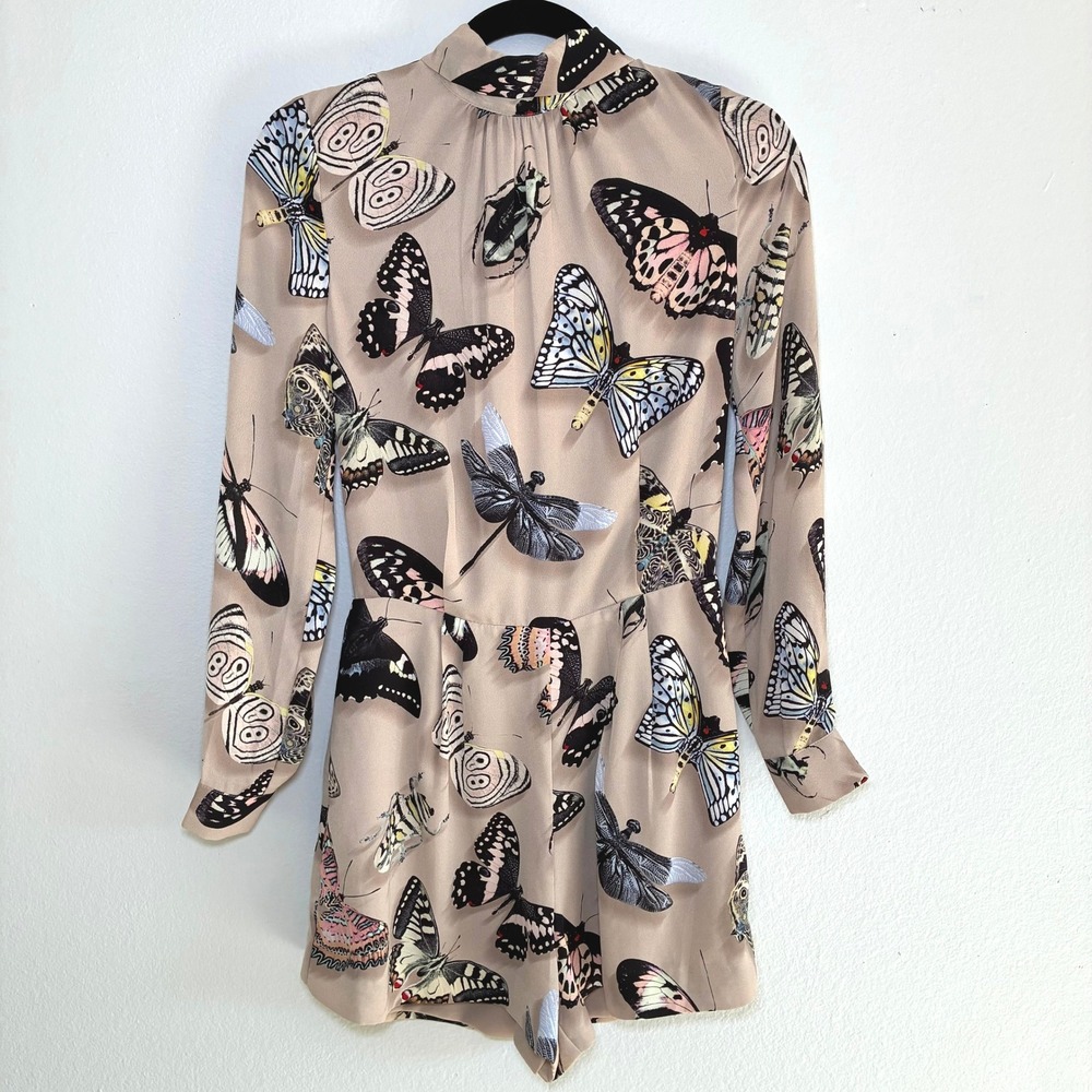 NWOT Reiss Gail Butterfly Romper Statement Long Sleeve Ethereal Whimsical Small